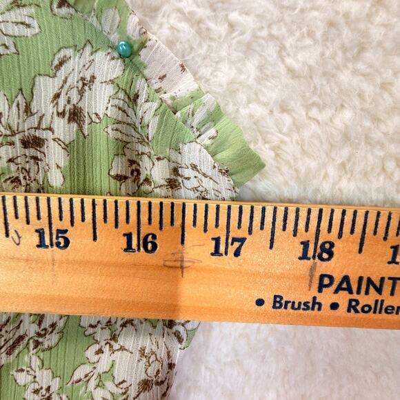 Lush Green Floral Mini Spaghetti Strap Sundress Lined Size L Casual Beach Summer - Picture 7 of 10